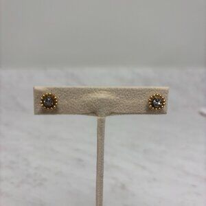 *LIKE NEW* Brighton Solid Gold 14K Diamond Flower Stud Earrings
